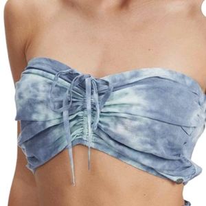 Roxy Bijou Blue Tie-Dye Ruched Island Hops Tube Top Size XS - NWOT